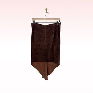 MARCIANO Brown Suede Leather Skirt (Sz S)